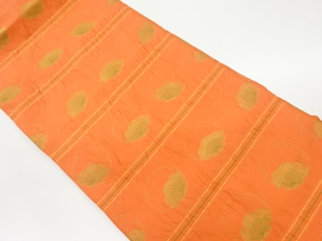 リサイクル　横段に雪輪・梅模様織出し名古屋帯